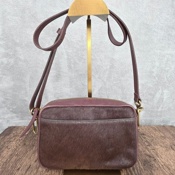 Madewell Carabiner Medium Crossbody Bag Chocolate Raisin Calf Hair Compact New - Picture 1 of 15